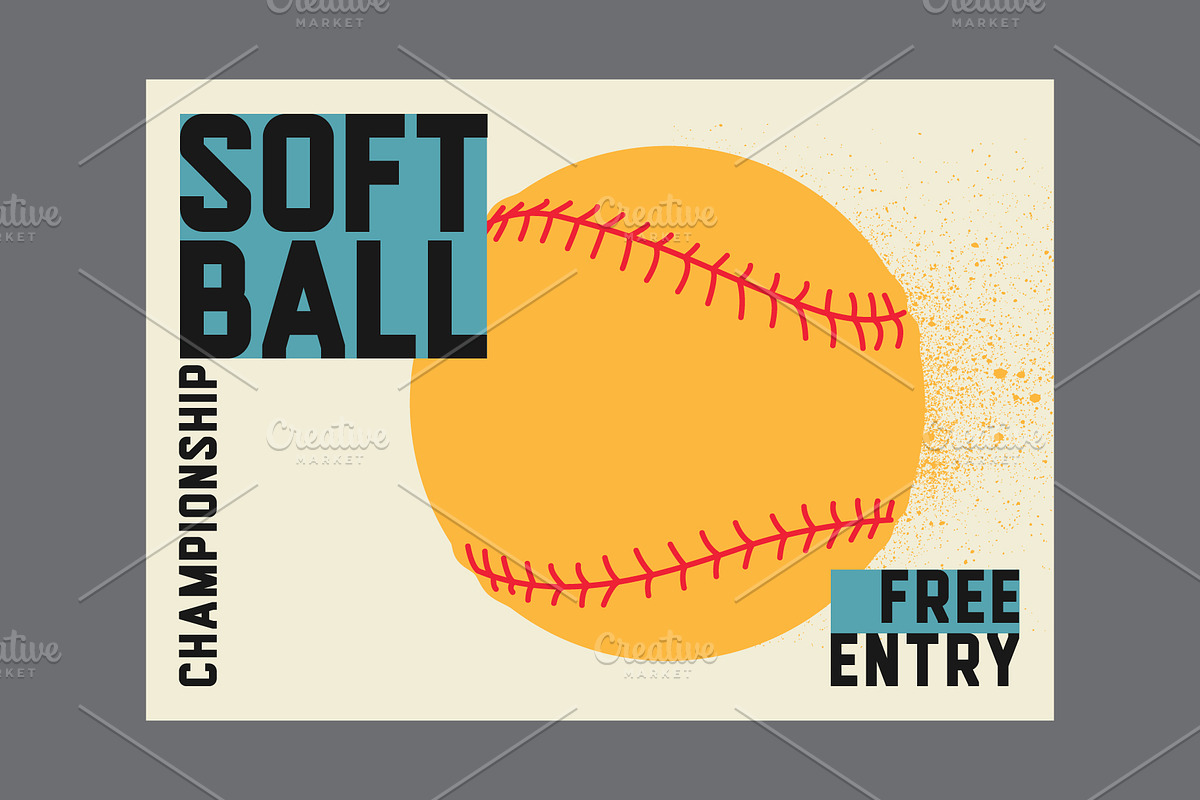 Softball vector poster set., a Sport Illustration by PoPaShop (Photo 2 of 8)