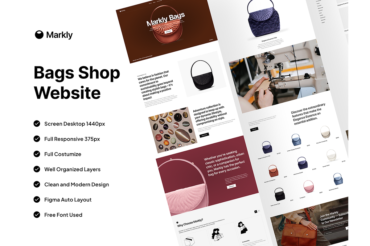 Markly Bags Shop Website, an UI Kit Template by DjectStudio (Photo 2 of 5)