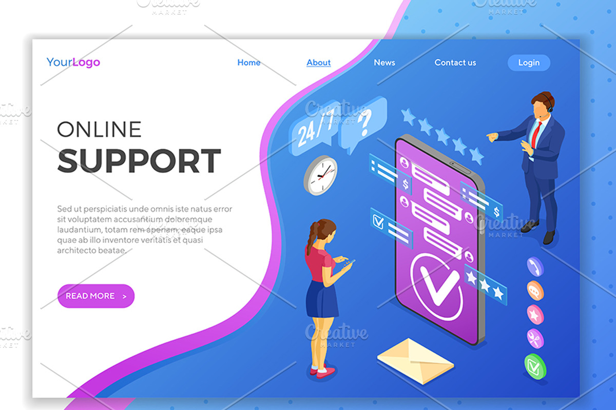 Isometric Online Customer Support, a Person Illustration by TAlex (Photo 5 of 6)