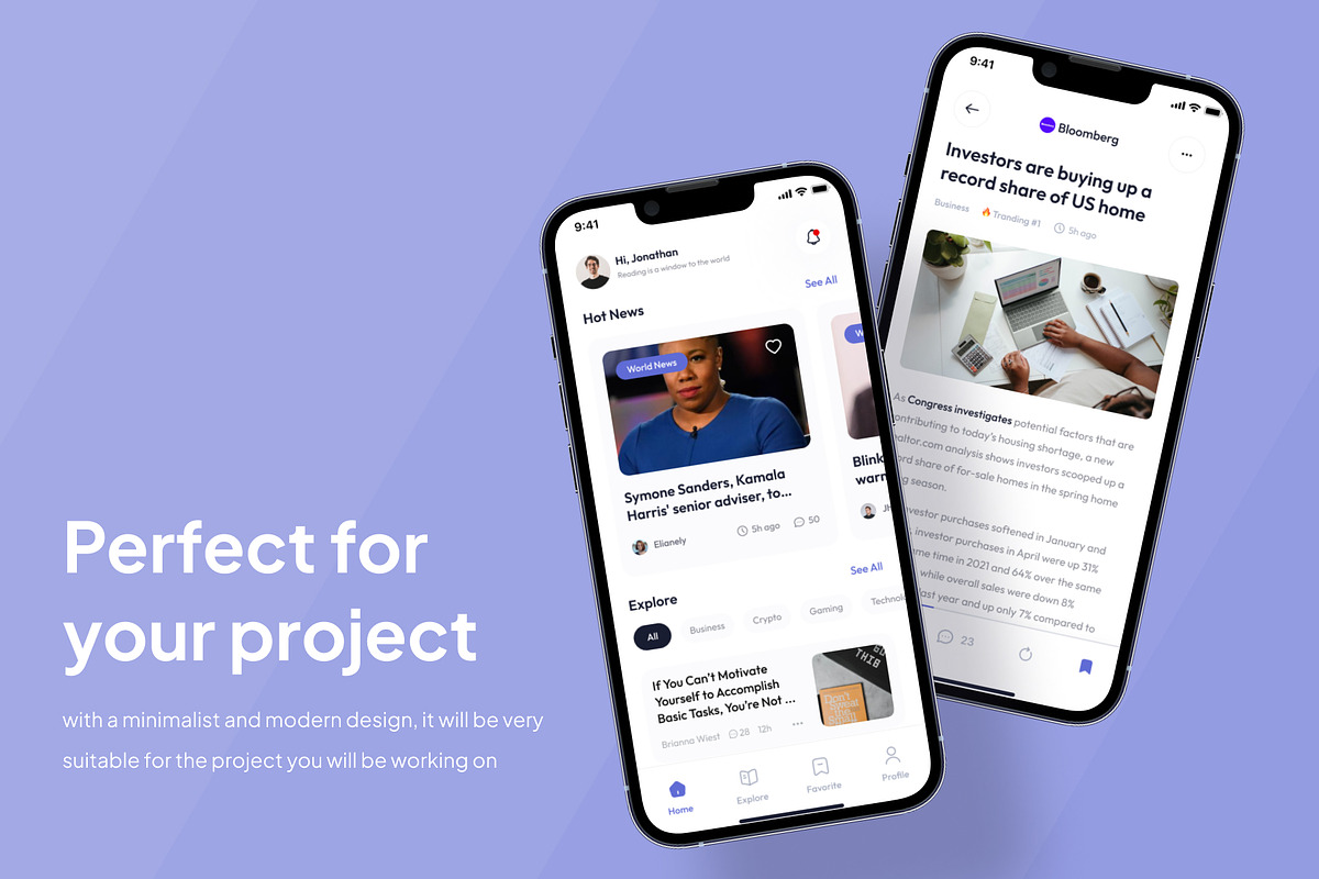 Paragraf - News Portal App Ui Kits, an UI Kit Template by Minialis (Photo 3 of 6)