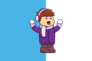 Cute Boy Holding Snow Cartoon, a Person Illustration by Artstorystudio (Thumbnail 2 of 3)