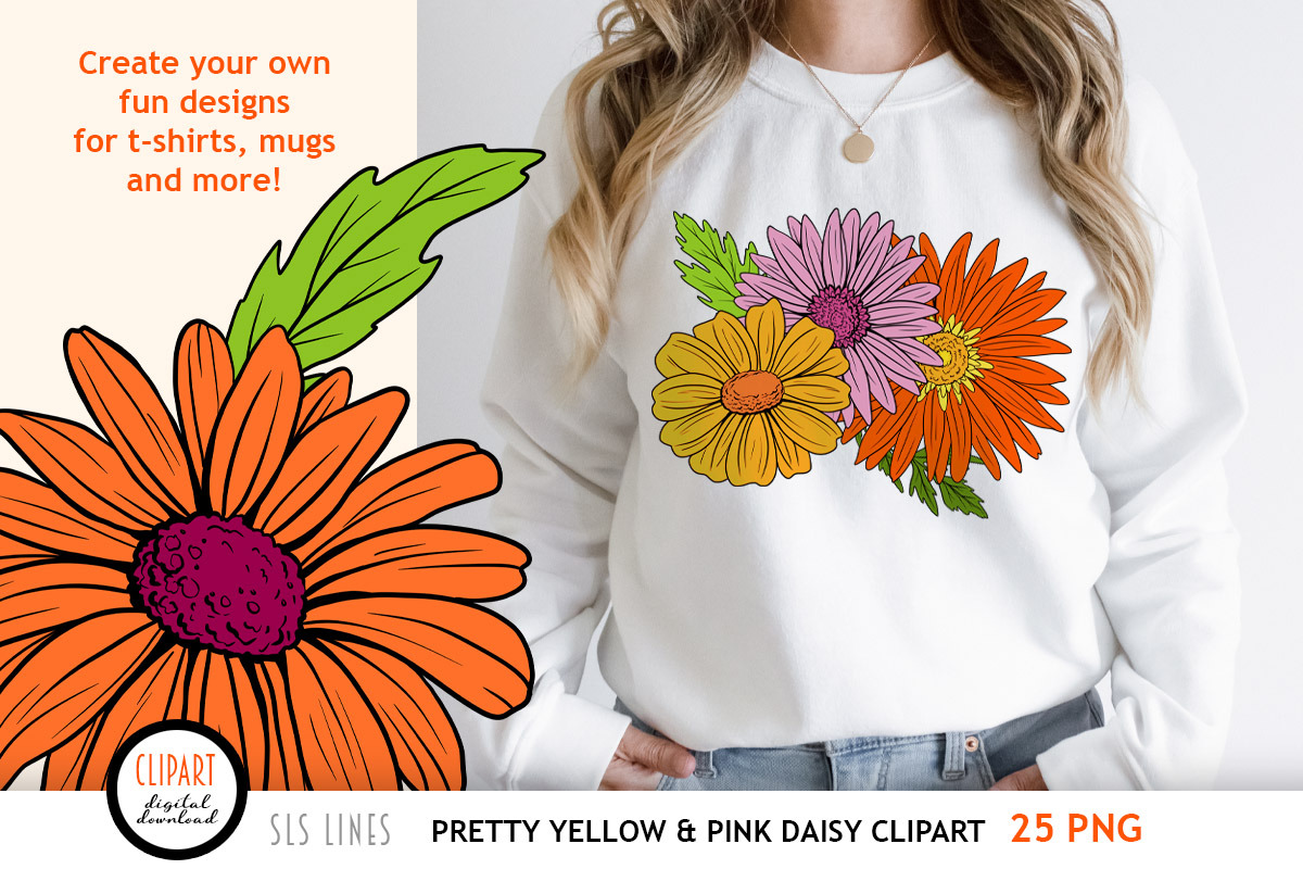 Retro Daisy Clipart, a Decorative Illustration by SLS Lines (Photo 4 of 5)