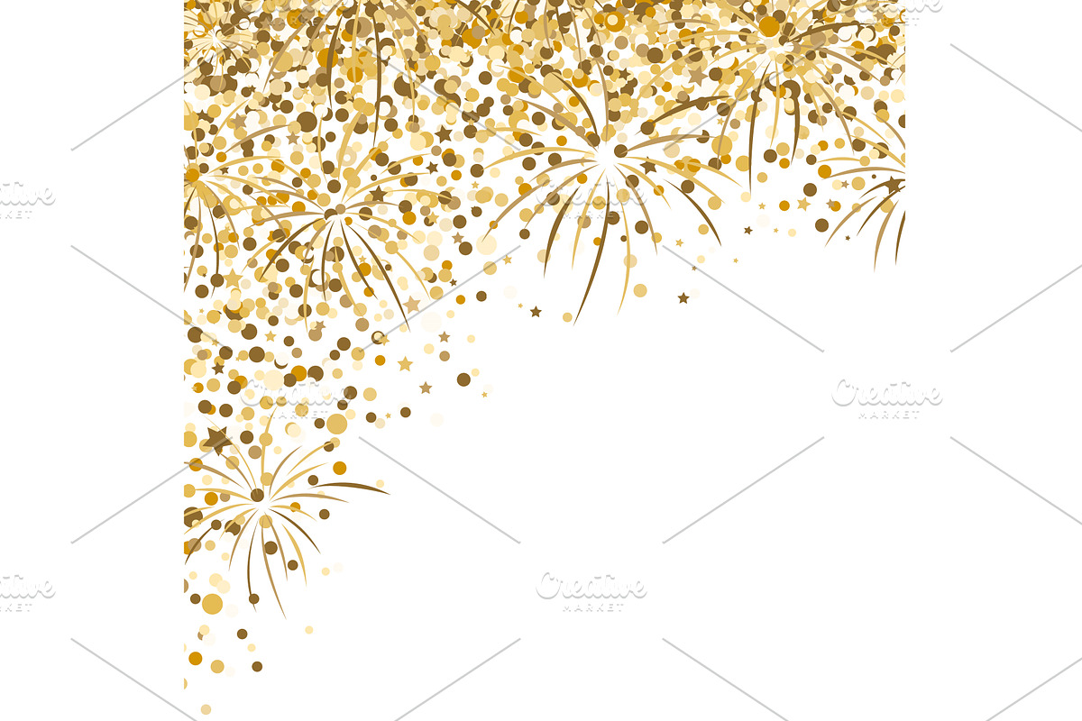Gold glitter and fireworks display, an Object Illustration by Toltemara
