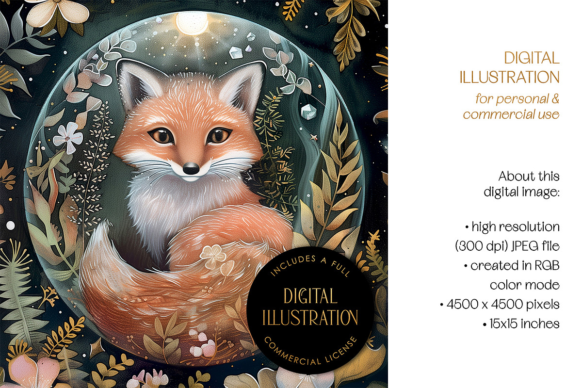 Cute Fox In Crystal Ball Art Print, an Animal Illustration by The Dutch Lady Designs (Photo 4 of 4)