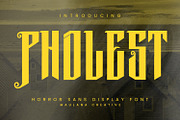 Pholest Horror Sans Display Font, a Blackletter Font by Maulana Creative (Thumbnail 1 of 7)