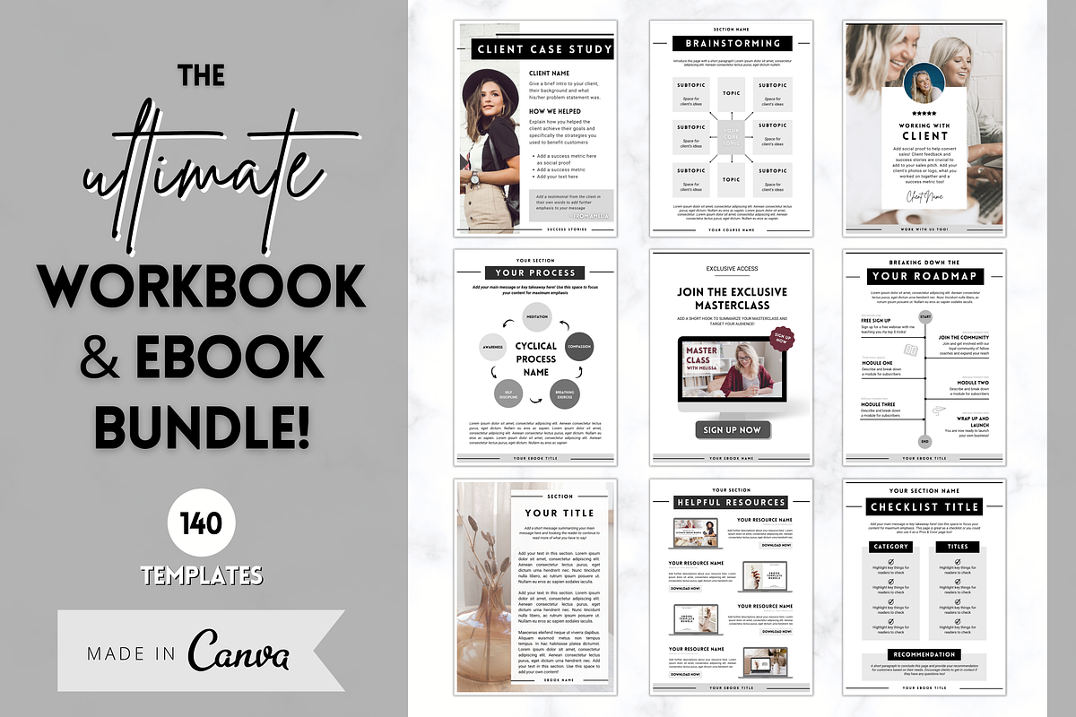 eBook Template Canva! 140pg Workbook, a Marketing Template by Templatables (Photo 1 of 11)