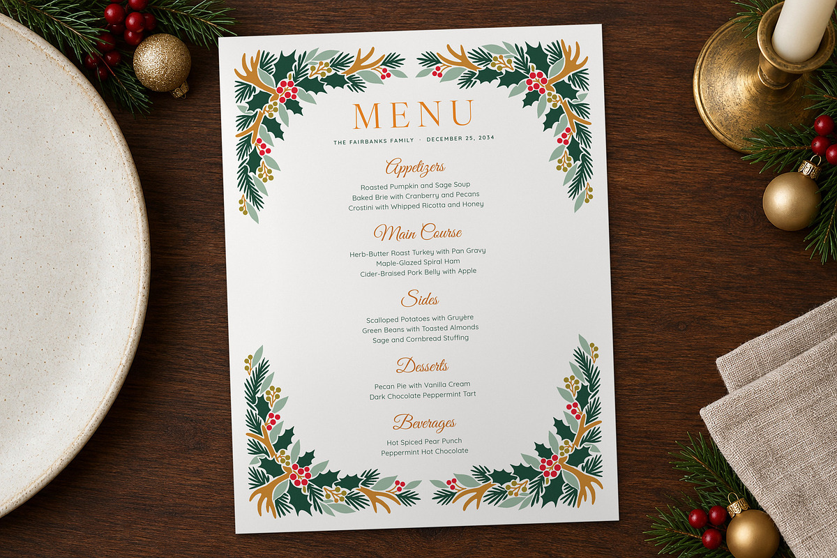 Woodland Christmas Menu Template, a Flyer Template by BrandPacks (Photo 3 of 6)