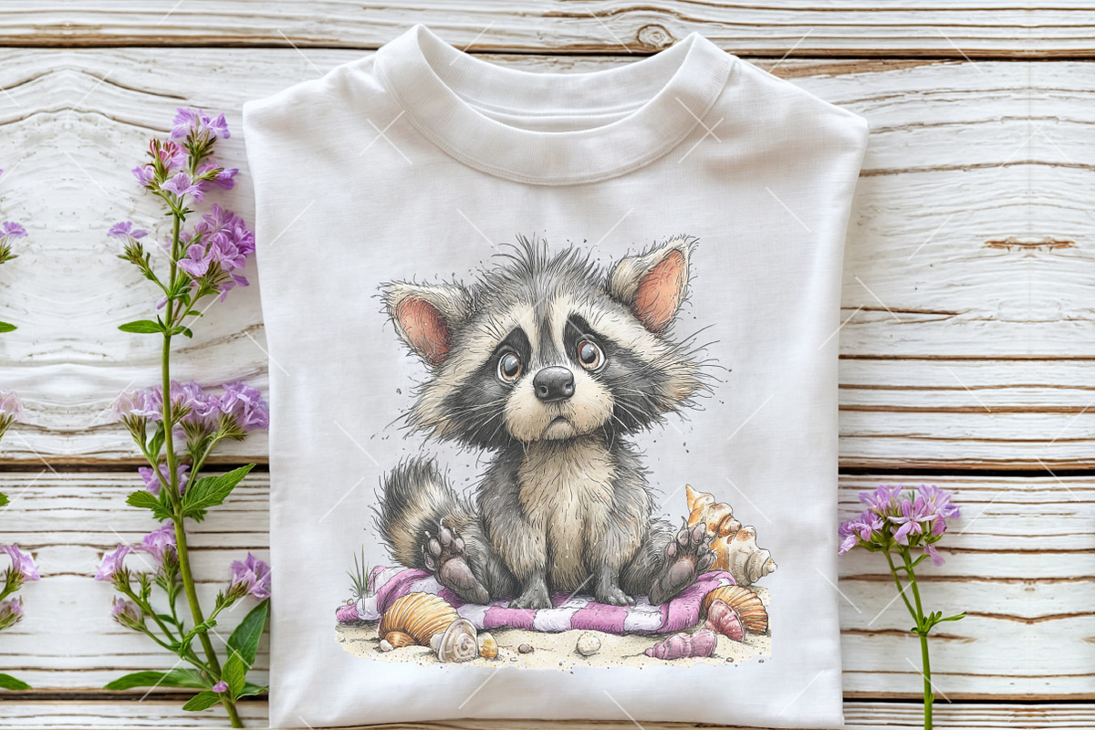 Whimsical Summer Raccoon Clipart, an Illustration by OK Design (Photo 5 of 6)