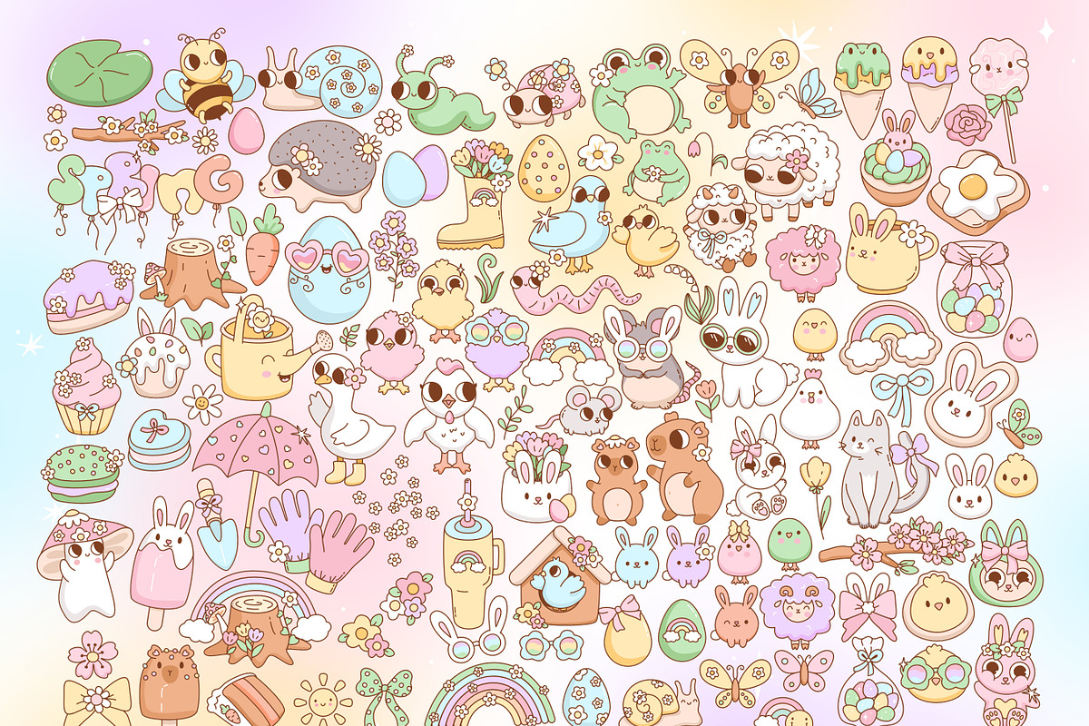 Cute Groovy Spring Clipart Bundle, a Seasonal Illustration by Huxmay (Photo 2 of 7)