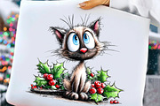 Whimsical Christmas Cats Clipart, an Illustration by Craft Nest (Thumbnail 6 of 7)