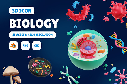 Biology 3D Icon Set