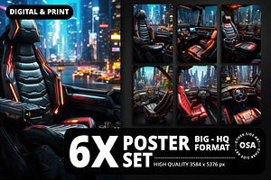 Cyberpunk Vehicle Interior Poster