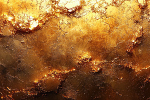 Molten golden abstract texture with glowing cracks and shimmerin, an Abstract Photo by José Manuel Gelpi