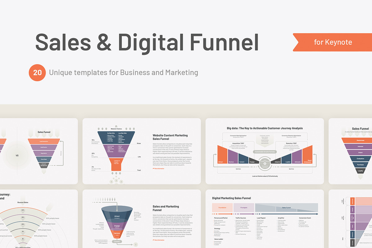 Sales and Digital Funnel templates for Keynote