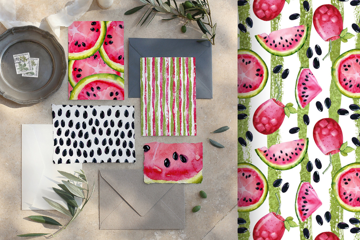 Juicy watermelon, watercolor summer, a Food Illustration by Artmanata (Photo 7 of 12)