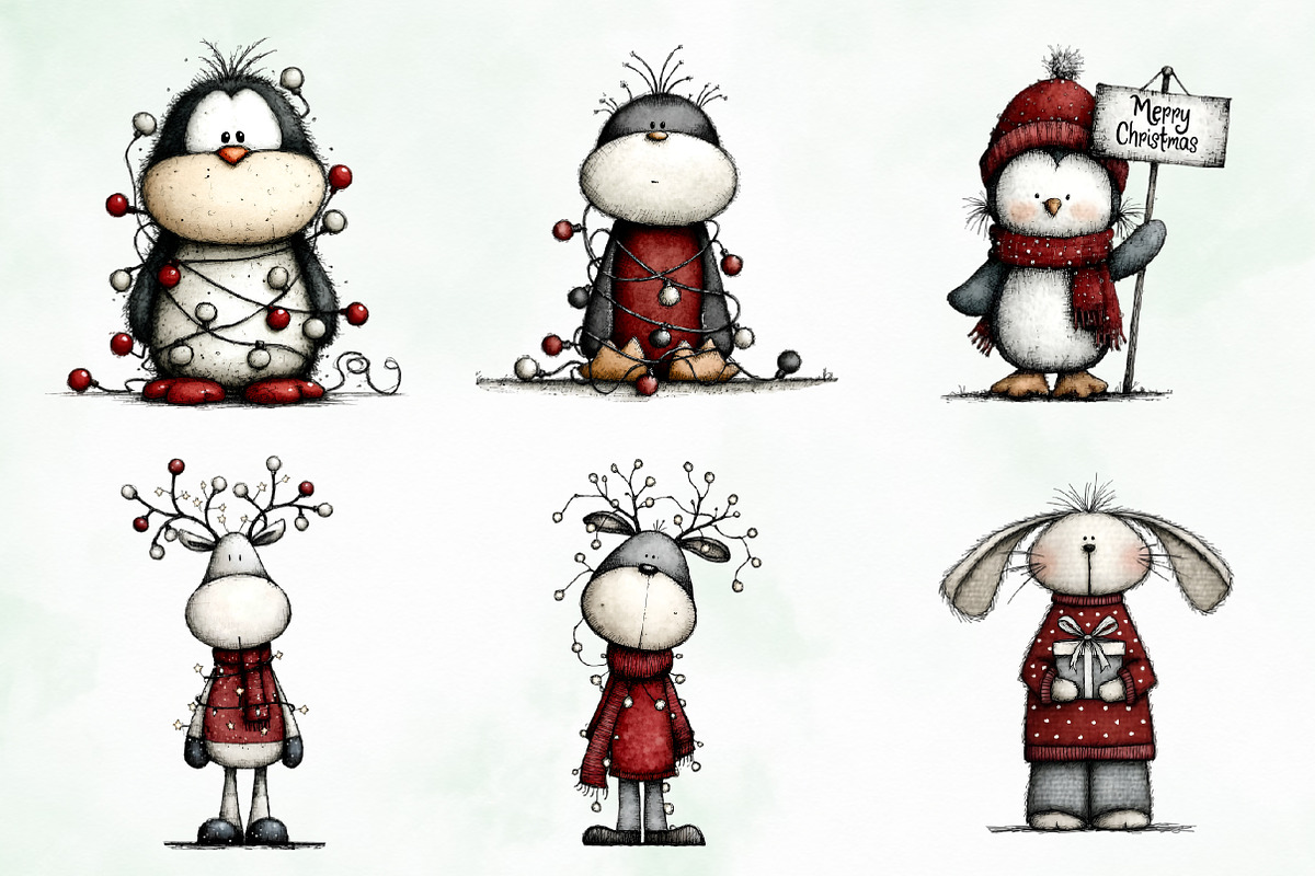Whimsical Quirky Animals Clipart, an Illustration by Creative Art (Photo 3 of 13)