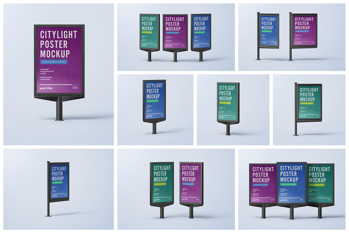 Citylight Poster Mockup Set, a Print Template by mockupatelier (Photo 2 of 12)