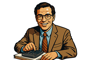 Smiling male accountant using, a Person Illustration by AlexArt