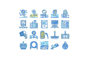 Pool Cleaning Service set Icons hand, an Object Illustration by pikepicture