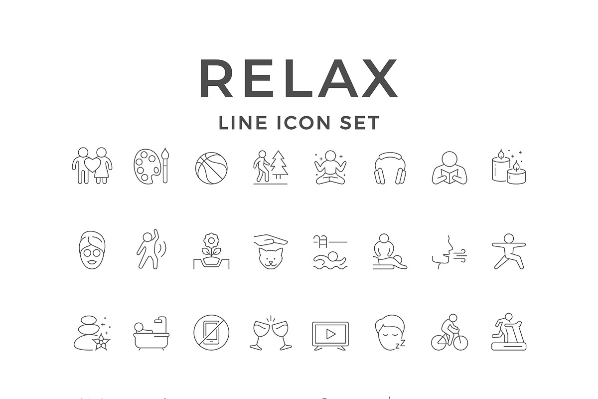 Set line icons of relax, an Outline Icon by motorama