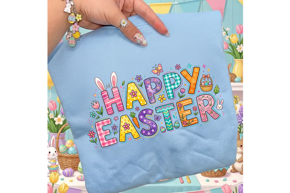 Happy Easter PNG, Easter Bunny Shirt, an Illustration by Designking (Photo 6 of 6)