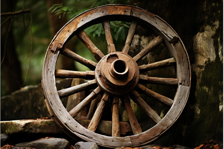 Charming Rustic old wheel scene, a Nature Photo by Ylivdesign