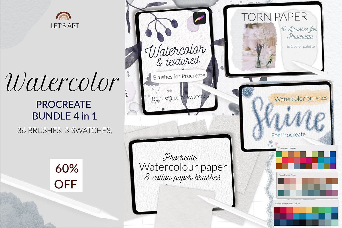 Watercolor Procreate bundle, a Brush Add-On by Let's Art (Photo 1 of 14)