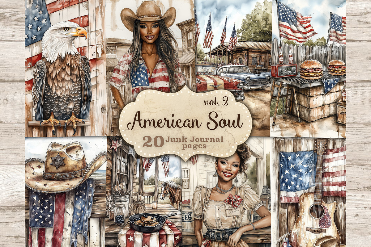 Fourth of July Junk Journal Page, a Person Illustration by GlamArtZhanna (Photo 1 of 10)