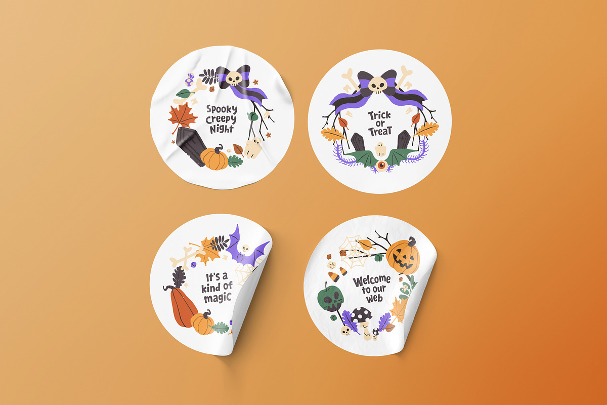 Spooky Halloween wreaths designs set, a Seasonal Illustration by PaperTrident (Photo 14 of 16)