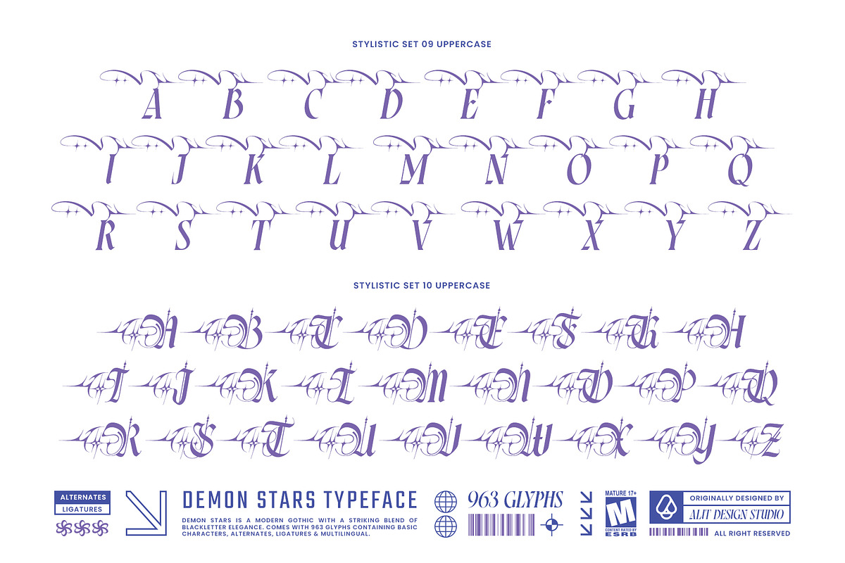 Demon Stars Typeface, a Blackletter Font by alit design (Photo 11 of 20)