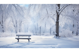 winter snowy bench ai generated, a Nature Photo by pikepicture