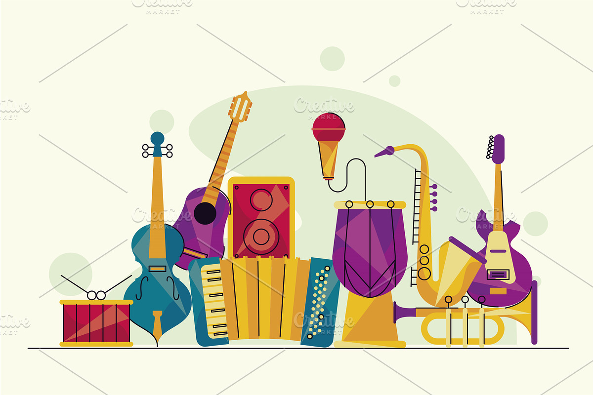 musical instruments group, an Illustration by studiogstock