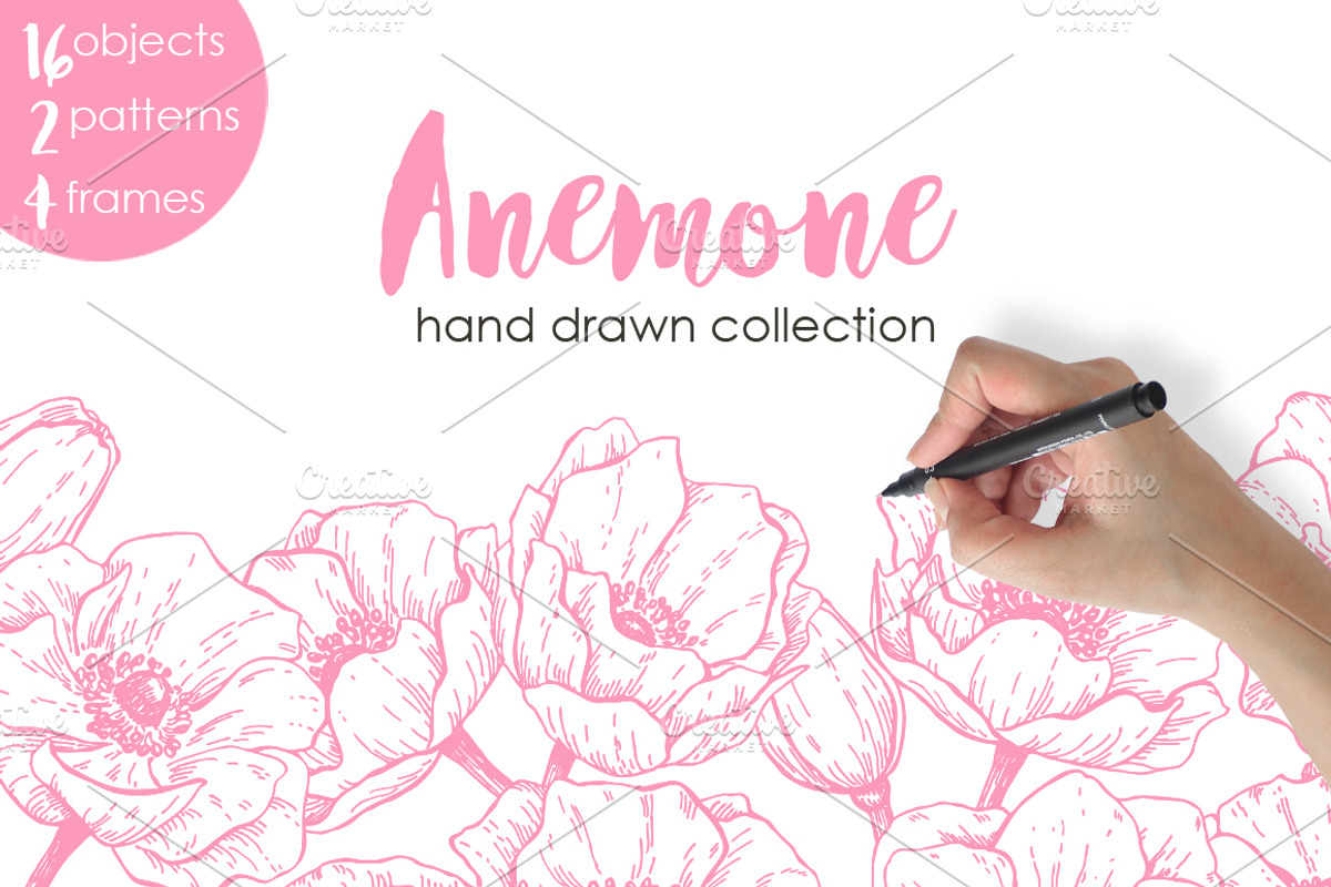 Anemone. Hand Drawn Flower Set, a Graphic by Epine (Photo 1 of 7)
