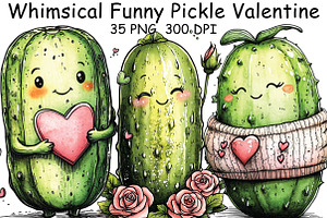 Whimsical Funny Pickle Valentine PNG, an Illustration by CraftArtStudio