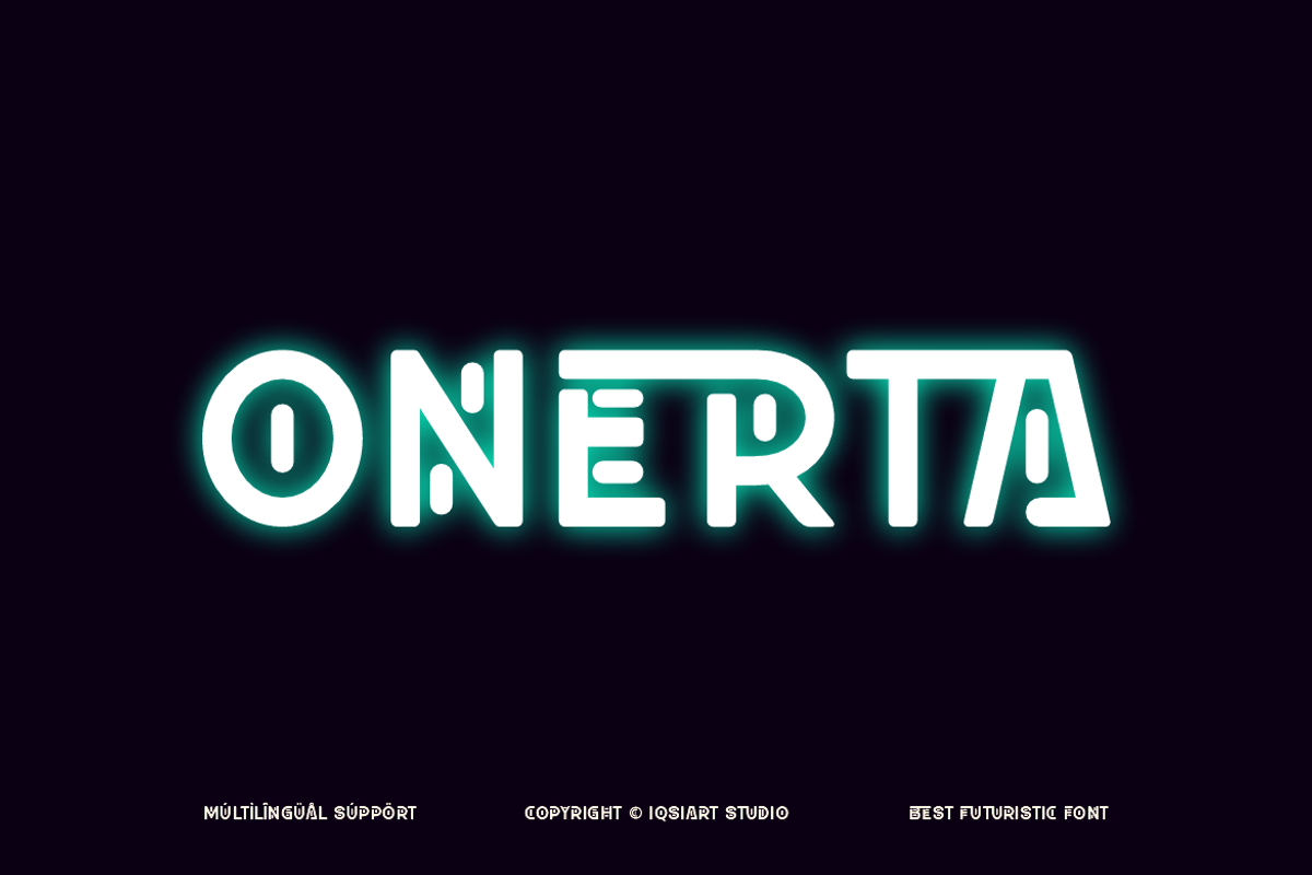 Onerta - Neon Futuristic Font, a Sans Serif Font by Iqsiart Studio (Photo 2 of 12)