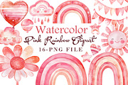 Watercolor Pink Rainbow Clipart, an Illustration by Libby Wishes (Thumbnail 1 of 5)