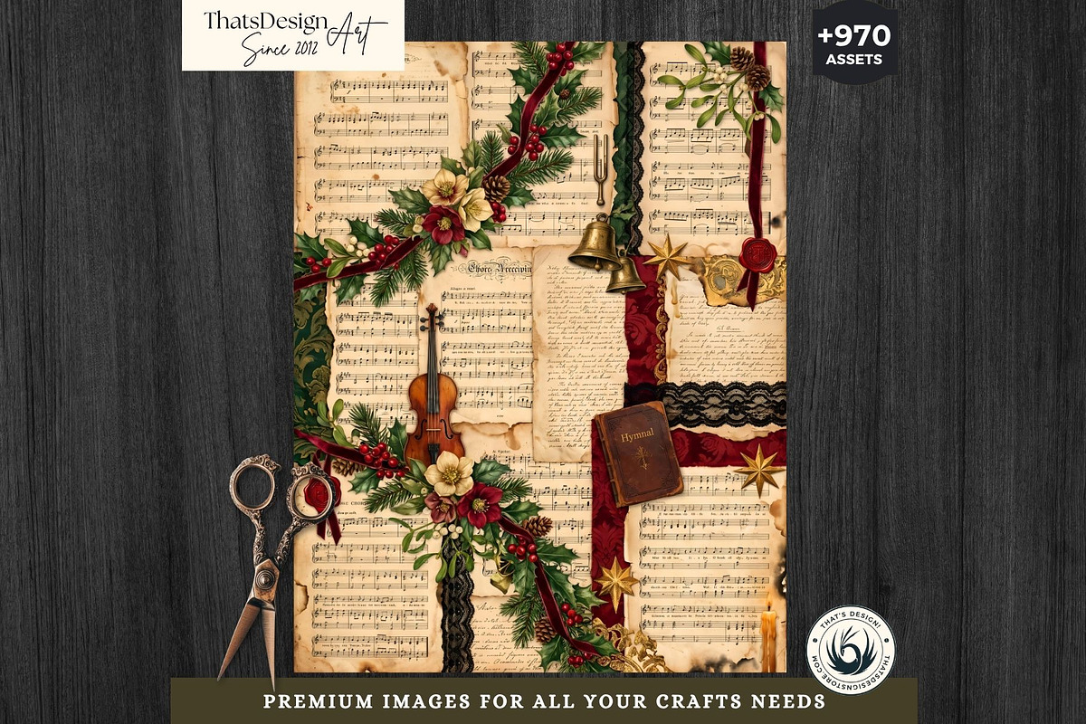 Victorian Christmas Junk Journal KIT, a Seasonal Illustration by ThatsDesignArt (Photo 5 of 20)