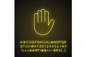 Raised Hand Neon Light Icon