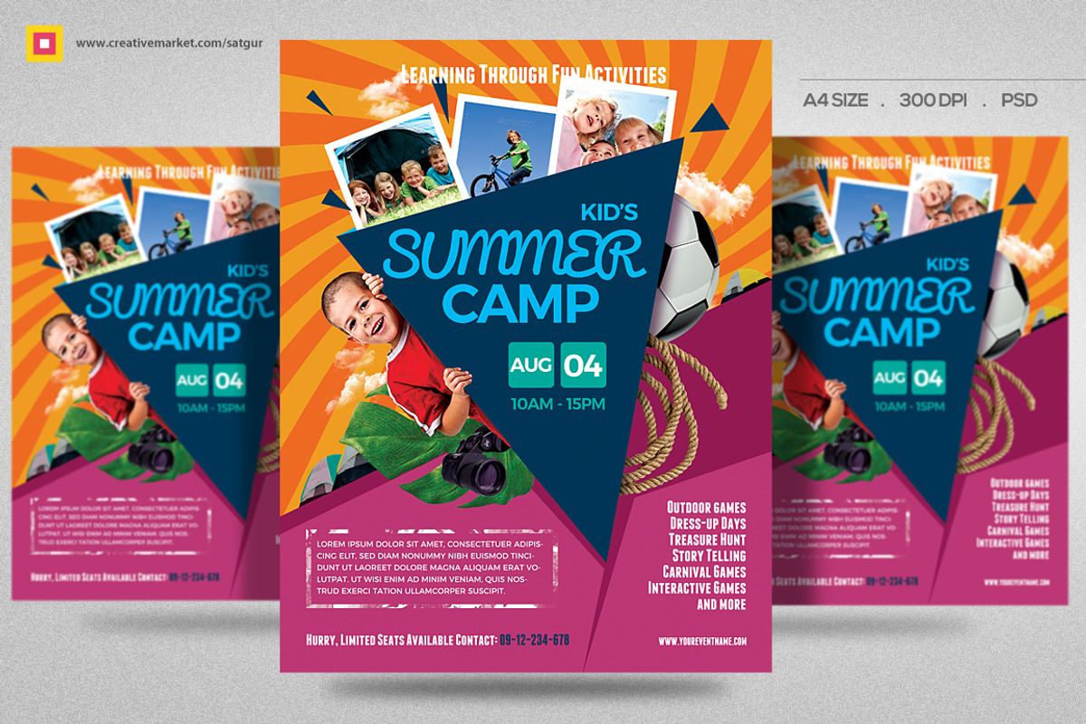 Kids Summer Camp Flyer V3, a Flyer Template by Satgur Graphic Design (Photo 2 of 3)