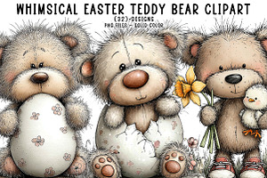 Whimsical easter teddy bear clipart, an Illustration by CreationArt
