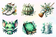 Green & White Halloween Clipart, an Illustration by CreationArt (Thumbnail 7 of 9)