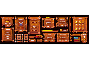Wooden game interface with wood, an Illustration by Vector Tradition