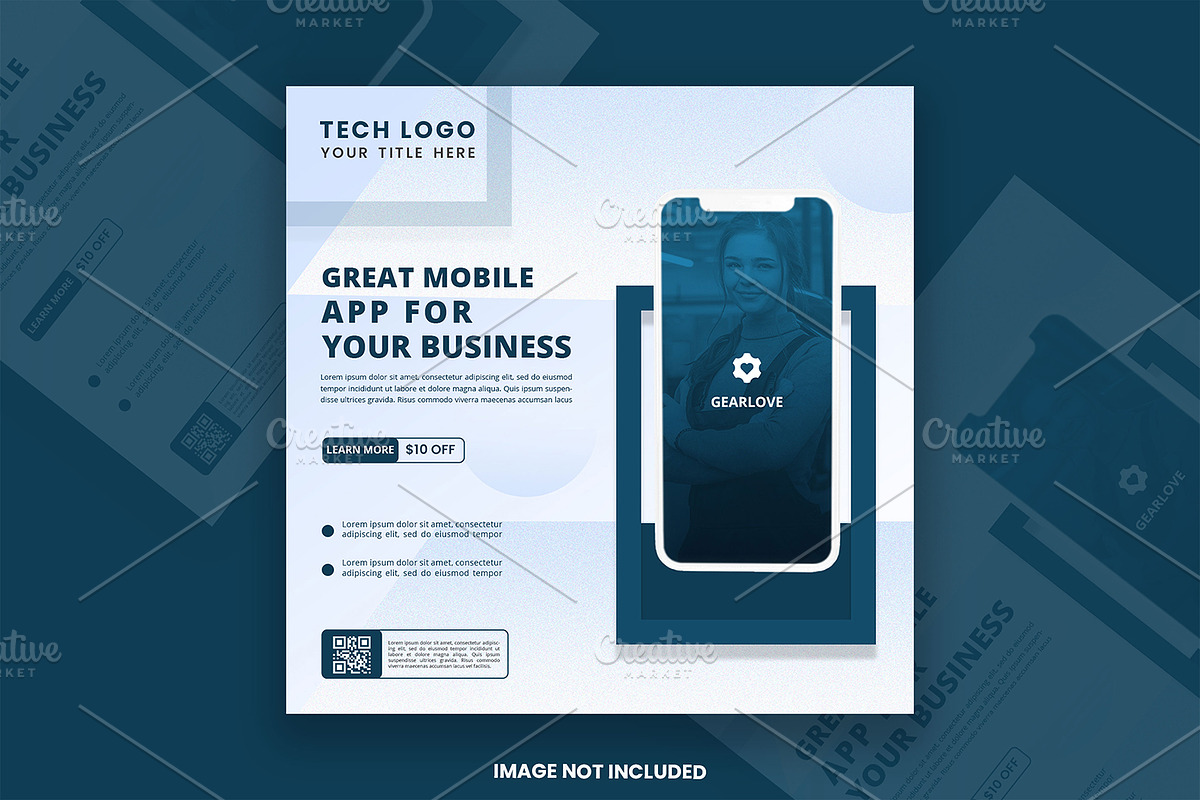Mobile app promotional post template, a Social Media Template by graphics city