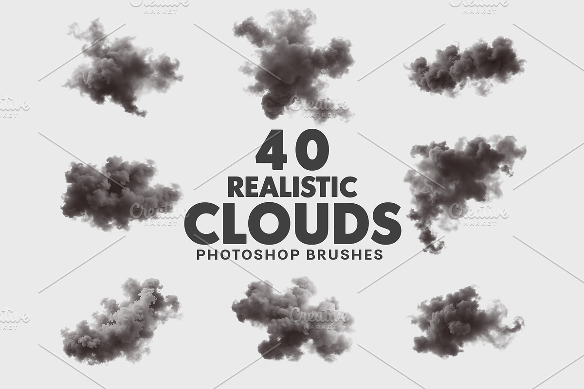 40 Realistic Clouds Brushes, a Brush Add-On by AB-TheDesigner (Photo 1 of 6)