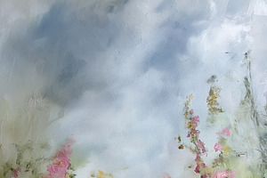 Impressionist oil painting capturing a blooming wildflower meado, a Decorative Illustration by Studio ANNA