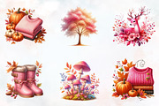 Pink Autumn Sublimation Clipart, an Illustration by RobertsArt (Thumbnail 2 of 7)