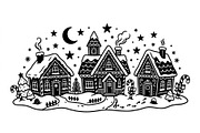 Gingerbread Winter Village Set, an Object Graphic by Creativeshirt (Thumbnail 2 of 3)