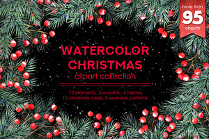 Watercolor Christmas cliparts