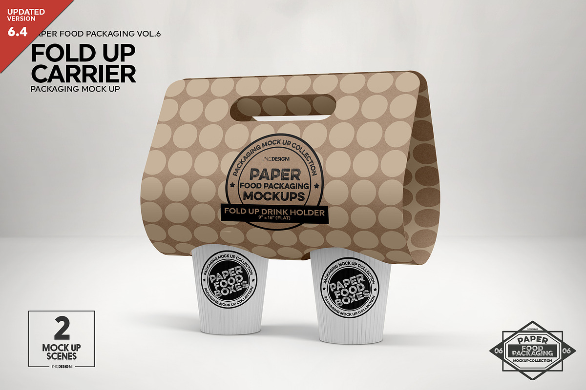 Fold Up Drink Carrier Mockup, a Cups & Container Mockup by INCDesign (Photo 1 of 9)