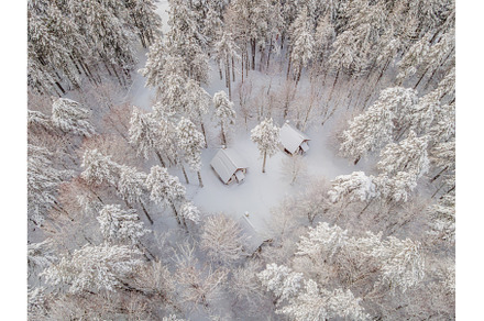 Aerial view of a winter snow-covered, a Nature Photo by Elizaveta Galitskaya